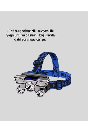 Profesyonel Şarjlı LED Far IPX5 Suya Dayanıklı Sensörlü 4 Modlu