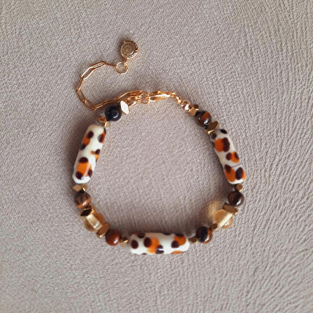 Murano Leopar Kaplan Gözü Doğal Taş Bileklik