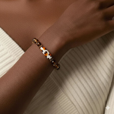 Murano Leopar Kaplan Gözü Doğal Taş Bileklik