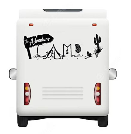 230 x 75 cm Adventure Camp Kaktüs Karavan Sticker, Karavan Çıkartmaları