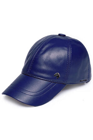 Lacivert Unisex Deri Beyzbol Şapka