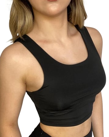 Askılı Crop  Bluz-SİYAH