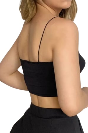 Askılı Crop  Bluz-SİYAH