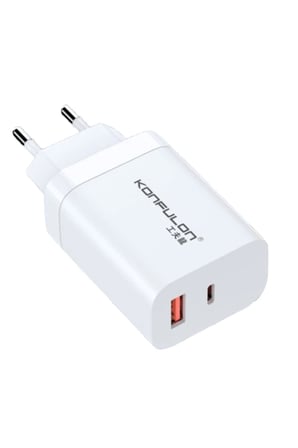 Konfulon C99Q 65W PD Destekli Type-C ve USB Çift Çıkışlı Hızlı Şarj Adaptörü - Beyaz