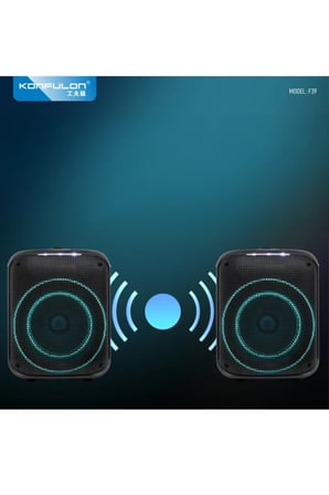 Konfulon F39 25W Sürücülü RGB Işıklı 2 Adet Mikrofonlu Bluetooth 5.3 Kablosuz Hoparlör – Siyah