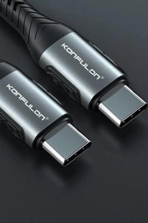 Konfulon DC43 Type-C to Type-C 1M Örgü 60W Hızlı Şarj Kablo - Yeşil