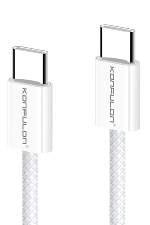 Konfulon DC130 2M 60W Type-C to Type-C Örgülü Hızlı Şarj Kablosu - Beyaz