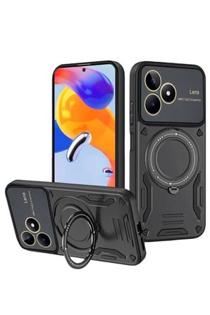 Newface Realme C53 Kılıf Joy Lens Standlı Kapak - Siyah