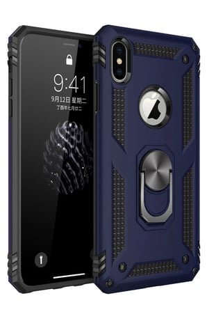 Newface Apple iPhone XS Max Kılıf Sofya Yüzüklü Silikon Kapak - Lacivert