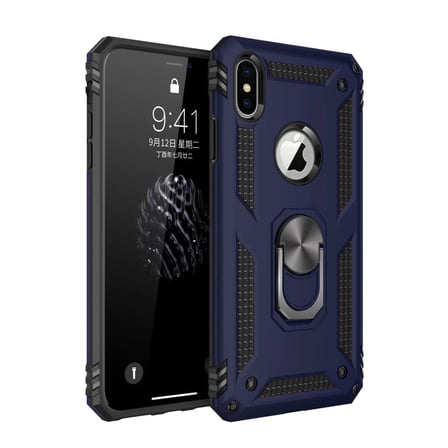 Newface Apple iPhone XS Max Kılıf Sofya Yüzüklü Silikon Kapak - Lacivert
