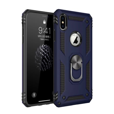 Newface Apple iPhone XS Max Kılıf Sofya Yüzüklü Silikon Kapak - Lacivert