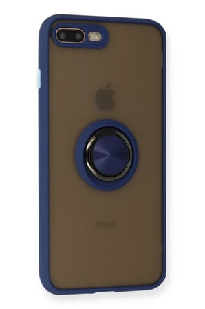 Newface Apple Uyumlu iPhone 7 Plus Kılıf Montreal Yüzüklü Silikon Kapak - Lacivert