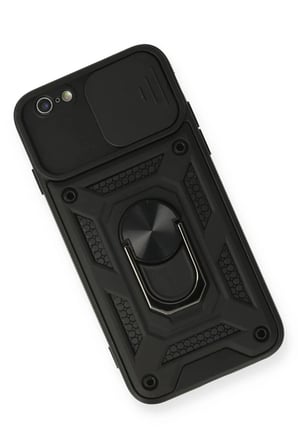 Newface Apple iPhone 6 Kılıf Pars Lens Yüzüklü Silikon - Siyah