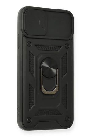 Newface Apple iPhone 11 Pro Kılıf Pars Lens Yüzüklü Silikon - Siyah