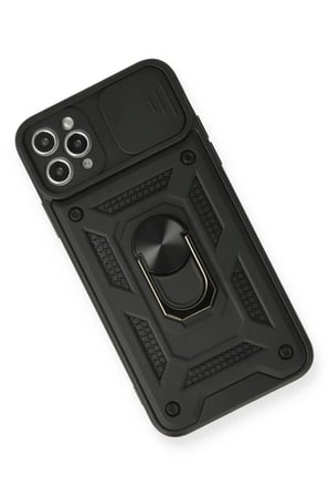 Newface Apple iPhone 11 Pro Kılıf Pars Lens Yüzüklü Silikon - Siyah