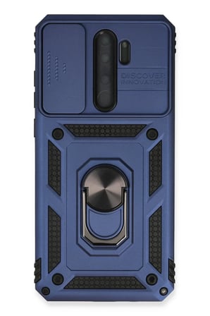 Newface Xiaomi Redmi Note 8 Pro Kılıf Pars Lens Yüzüklü Silikon - Lacivert