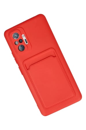 Newface Xiaomi Redmi Note 10 Pro Kılıf Kelvin Kartvizitli Silikon - Kırmızı
