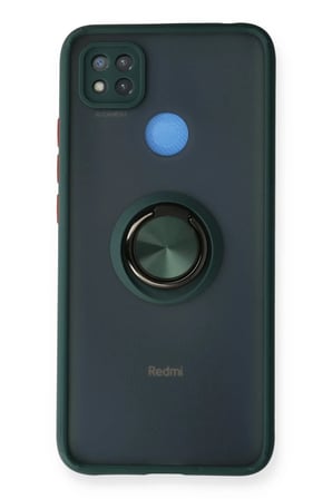 Newface Xiaomi Redmi 9C Kılıf Montreal Yüzüklü Silikon Kapak - Yeşil