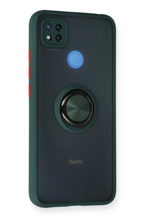 Newface Xiaomi Redmi 9C Kılıf Montreal Yüzüklü Silikon Kapak - Yeşil