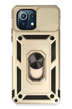 Newface Xiaomi Mİ 11 Lite Kılıf Pars Lens Yüzüklü Silikon - Gold