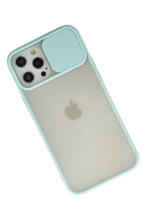 Newface Apple iPhone 12 Pro Max Kılıf Palm Buzlu Kamera Sürgülü Silikon - Turkuaz