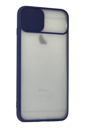 Newface Apple iPhone 6 Plus Kılıf Palm Buzlu Kamera Sürgülü Silikon - Lacivert