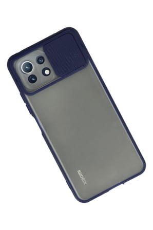 Newface Xiaomi Mİ 11 Lite Kılıf Palm Buzlu Kamera Sürgülü Silikon - Lacivert