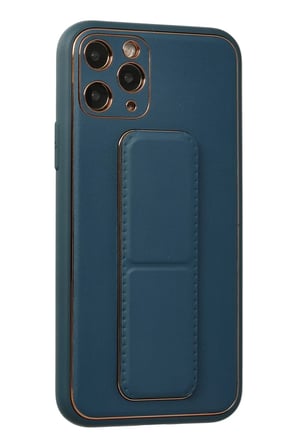 Newface Apple iPhone 11 Pro Kılıf Coco Deri Standlı Kapak - Mavi