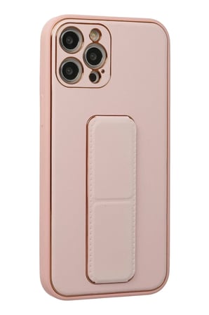 Newface Apple iPhone 12 Pro Kılıf Coco Deri Standlı Kapak - Pembe