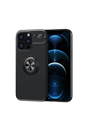 Newface Apple iPhone 13 Pro Max Kılıf Range Yüzüklü Silikon - Siyah