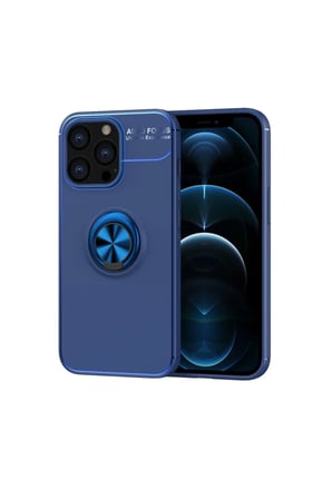 Newface Apple iPhone 13 Pro Kılıf Range Yüzüklü Silikon - Mavi