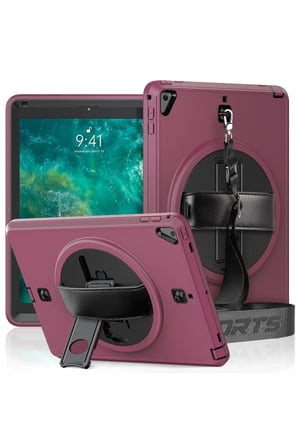 Newface Apple iPad 5 Air 9.7 Kılıf Strap-C Otterbox Tablet Kapak - Mürdüm