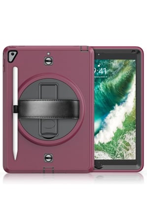 Newface Apple iPad 5 Air 9.7 Kılıf Strap-C Otterbox Tablet Kapak - Mürdüm
