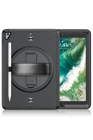Newface Apple iPad 5 Air 9.7 Kılıf Strap-C Otterbox Tablet Kapak - Siyah