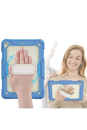 Newface Apple iPad 5 Air 9.7 Kılıf Strap New Tablet Kapak - Mavi