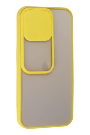Newface Apple iPhone 13 Pro Kılıf Palm Buzlu Kamera Sürgülü Silikon - Sarı