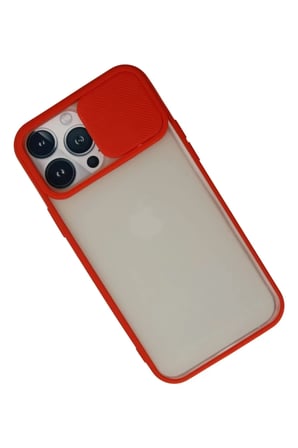 Newface Apple iPhone 13 Pro Max Kılıf Palm Buzlu Kamera Sürgülü Silikon - Kırmızı