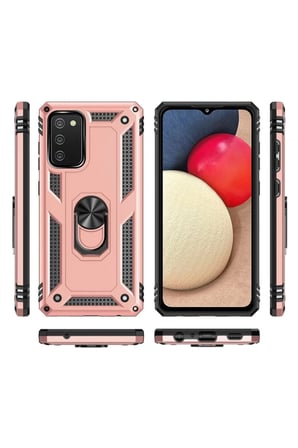 Newface Samsung Galaxy A03S Kılıf Sofya Yüzüklü Silikon Kapak - Rose