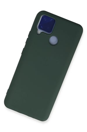 Newface Realme C15 Kılıf Nano içi Kadife Silikon - Koyu Yeşil