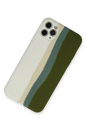 Newface Apple iPhone 11 Pro Kılıf Ebruli Lansman Silikon - Beyaz-Yeşil