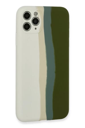 Newface Apple iPhone 11 Pro Kılıf Ebruli Lansman Silikon - Beyaz-Yeşil