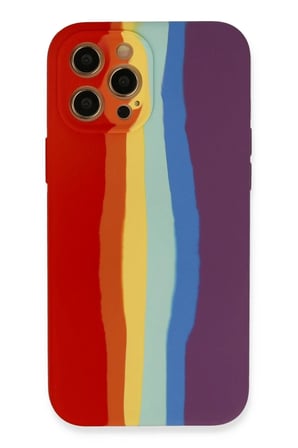 Newface Apple iPhone 12 Pro Kılıf Ebruli Lansman Silikon - Kırmızı-Mor