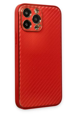 Newface Apple iPhone 13 Pro Max Kılıf Coco Karbon Silikon - Kırmızı
