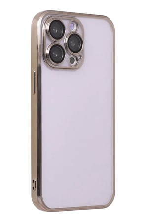 Newface Apple iPhone 13 Pro Max Kılıf Razer Lensli Silikon - Gold