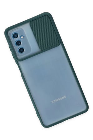 Newface Samsung Galaxy M52 5G Kılıf Palm Buzlu Kamera Sürgülü Silikon - Yeşil