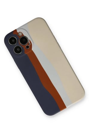 Newface Apple iPhone 13 Pro Kılıf Ebruli Lansman Silikon - Lacivert-Krem