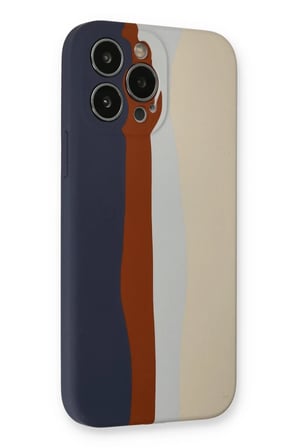 Newface Apple iPhone 13 Pro Kılıf Ebruli Lansman Silikon - Lacivert-Krem