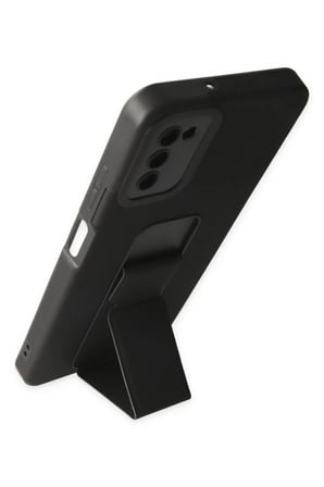 Newface Samsung Galaxy A03S Kılıf Mega Standlı Silikon - Siyah