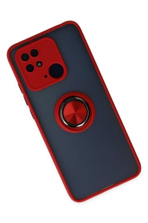 Newface Xiaomi Poco C40 Kılıf Montreal Yüzüklü Silikon Kapak - Kırmızı
