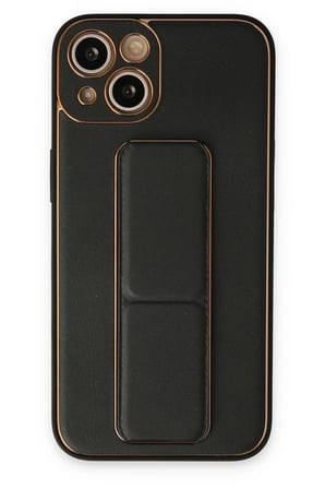 Newface Apple iPhone 14 Plus Kılıf Coco Deri Standlı Kapak - Siyah